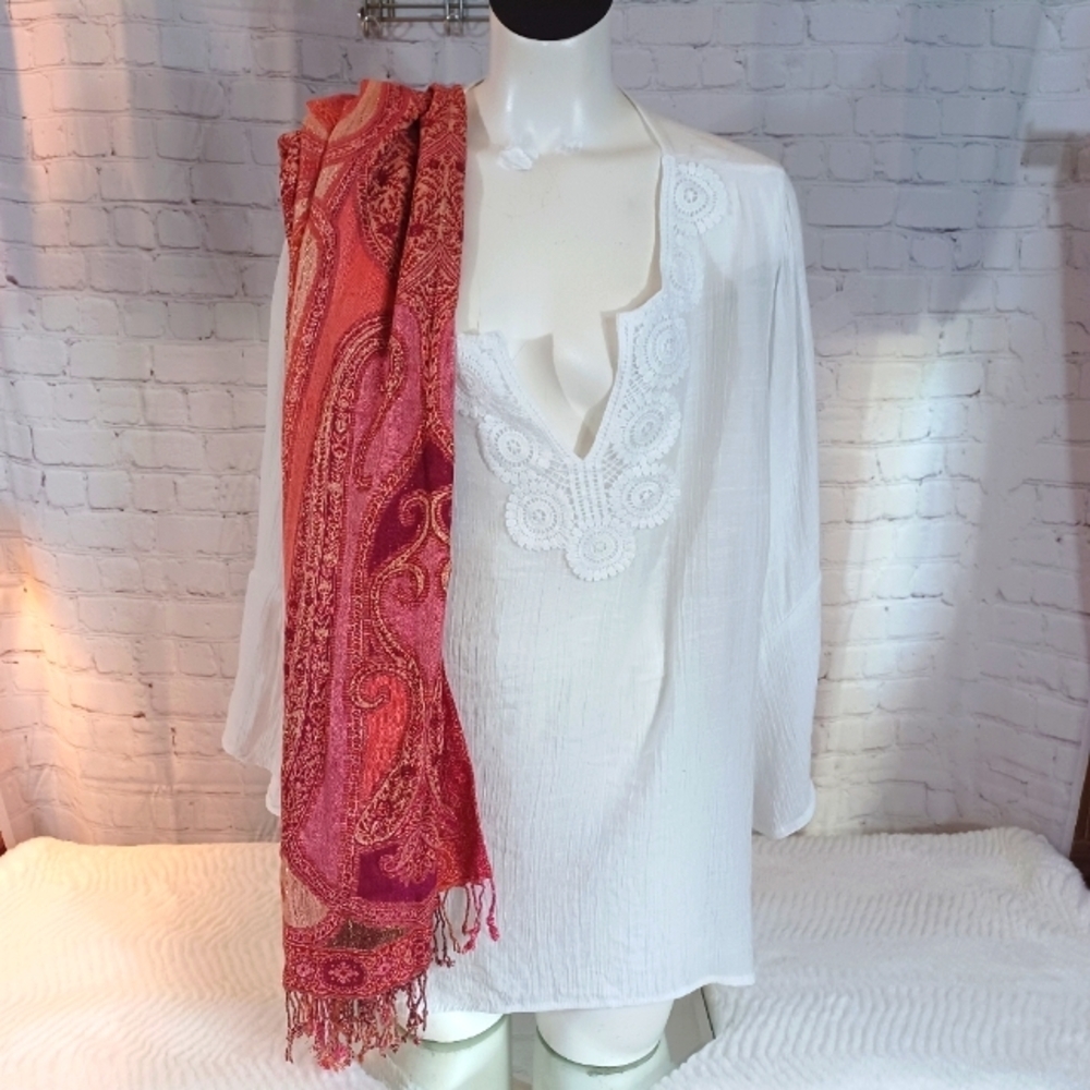 SWARA Womans Pink & Gold Scarve  &Wrap ‎   New 72 L x W 22